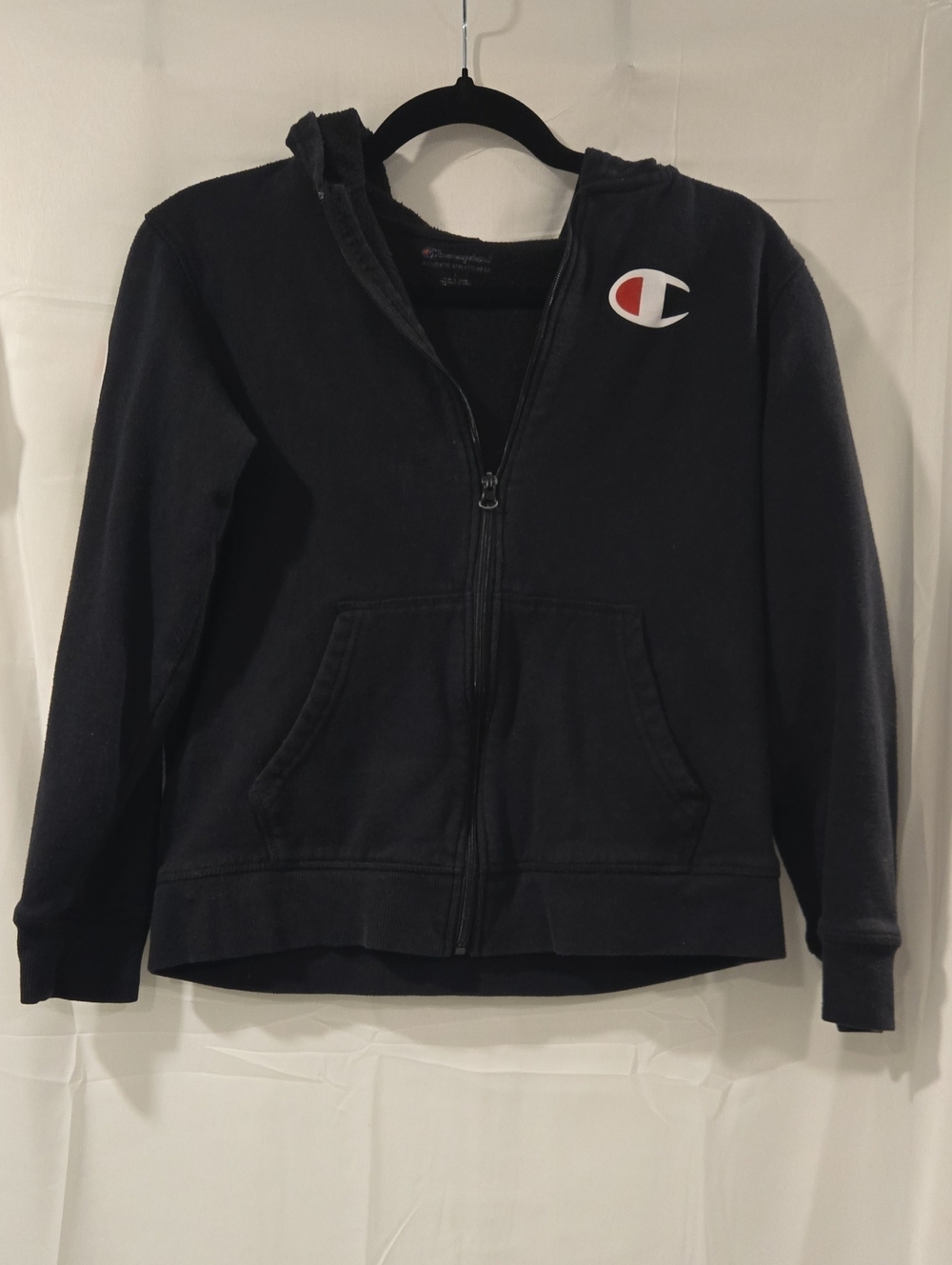 Champion Kids Black Zip-Up Hoodie with Logo